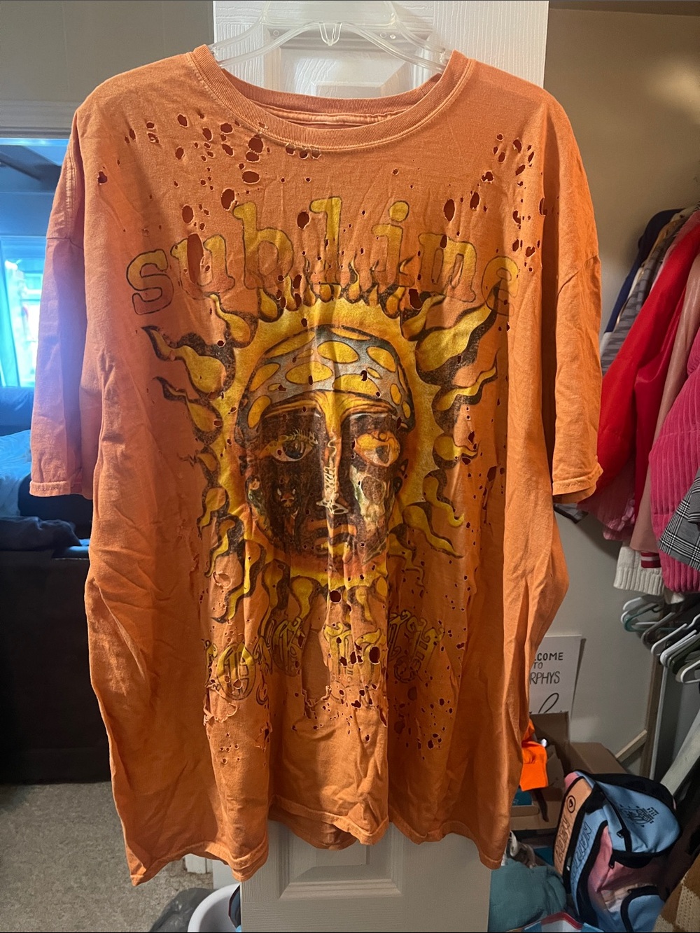 Urban Outfitters Orange Sun Face Graphic Tee